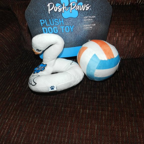 Posh Paws 2 Pack Plush Swan and Ball Squeaker Dog ToysNWT! 💥 HP💥 - Picture 2 of 11
